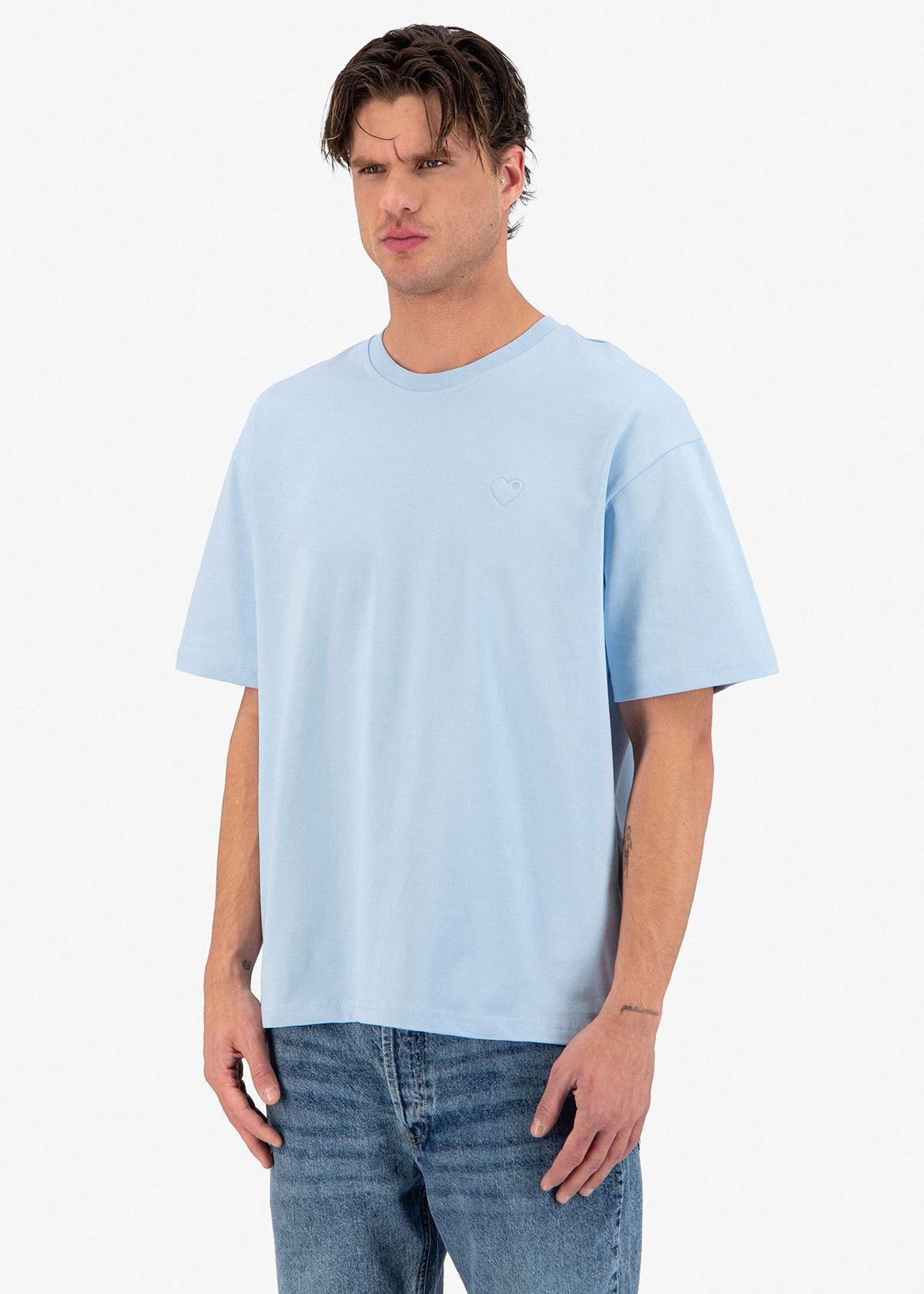 T-shirt LOVE Full Bleu : Coupe oversize