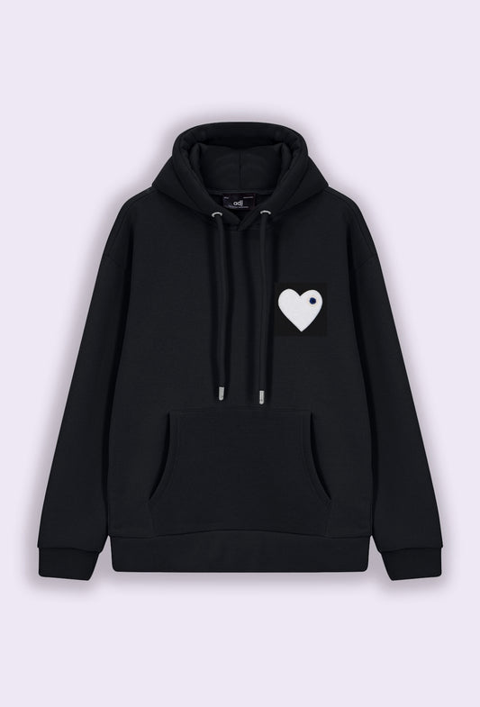 Sweat LOVE Noir - Coeur brodé Blanc