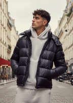 Doudoune Paris Marine : Droite & satiné
