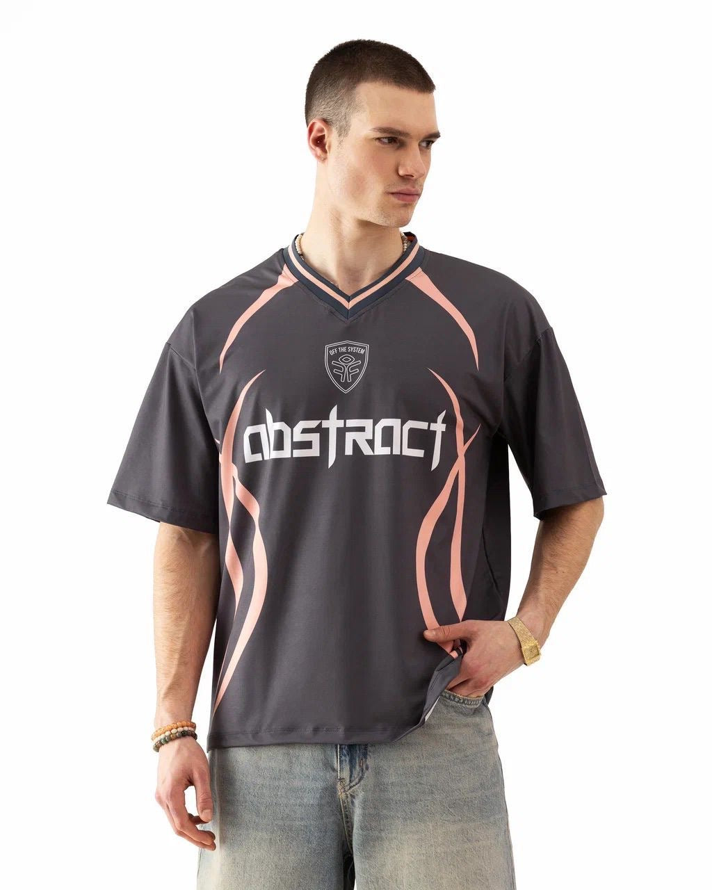 T-shirt Abstract Gris : Coupe Oversive & London Style