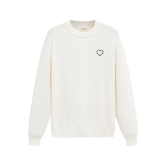 Pull Venise Blanc - Uni & Motif Cœur