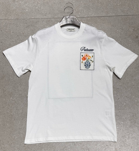 T-shirt Palazzo Flowers Blanc – Style Urbain et Minimaliste