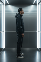 Ensemble Jogging Manchester Style Noir : Oversize black & White Line