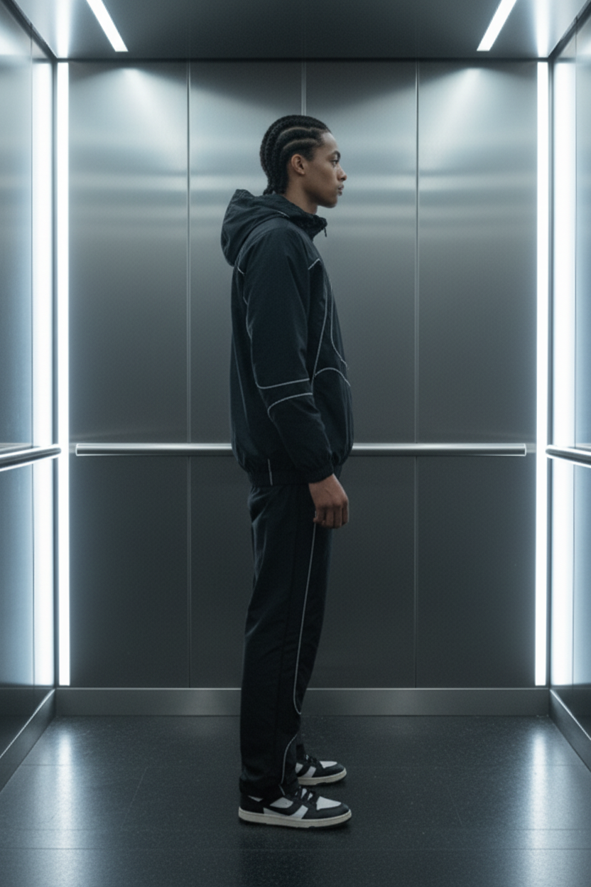 Ensemble Jogging Manchester Style Noir : Oversize black & White Line