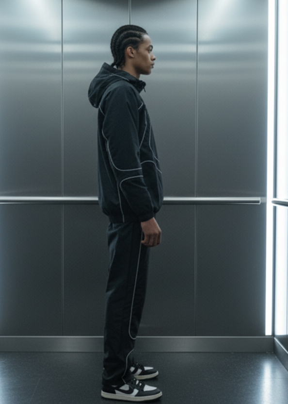 Ensemble Jogging Manchester Style Noir : Oversize black & White Line