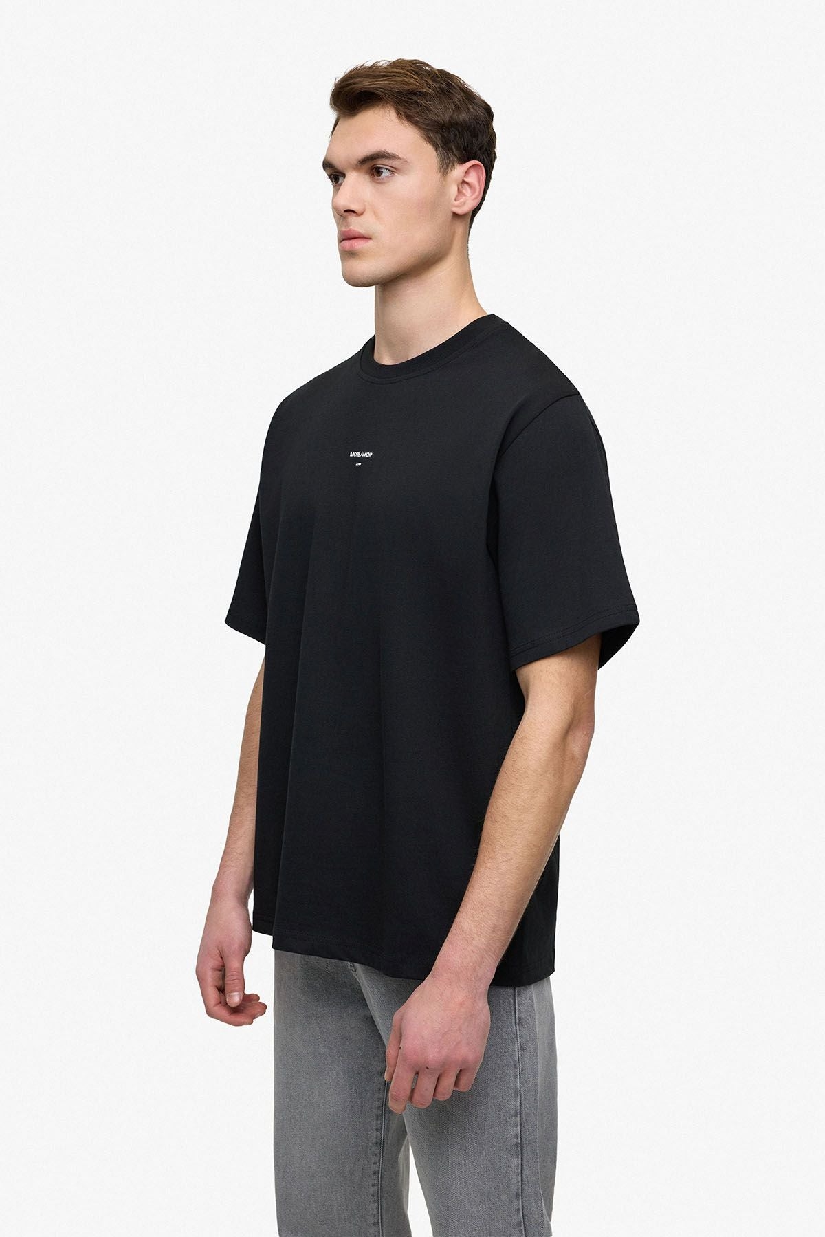 T-shirt More Amor Por Favor Noir : Coupe Oversize & Style Minimaliste