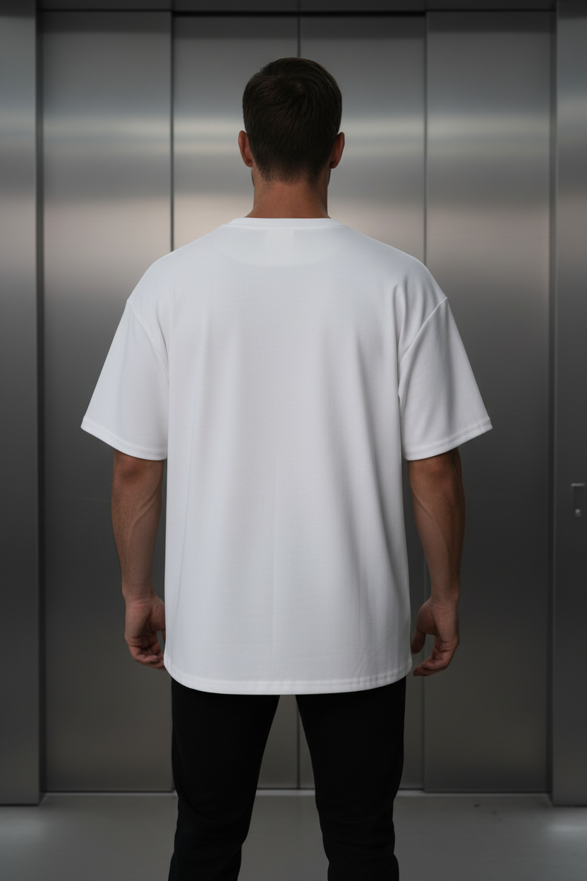 T-shirt Uni Blanc : Coupe Droite &  Style Côtelé