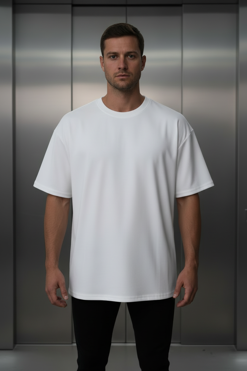 T-shirt Uni Blanc : Coupe Droite &  Style Côtelé