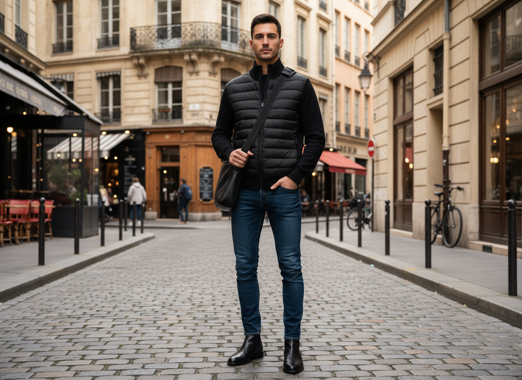 Veste Lyon Noir - Style Matelassé Street