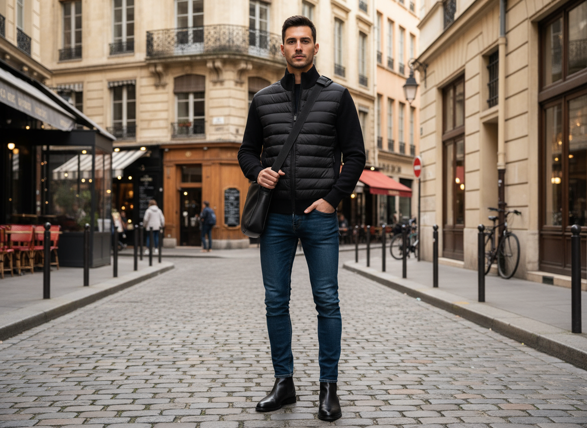 Veste Lyon Noir - Style Matelassé Street