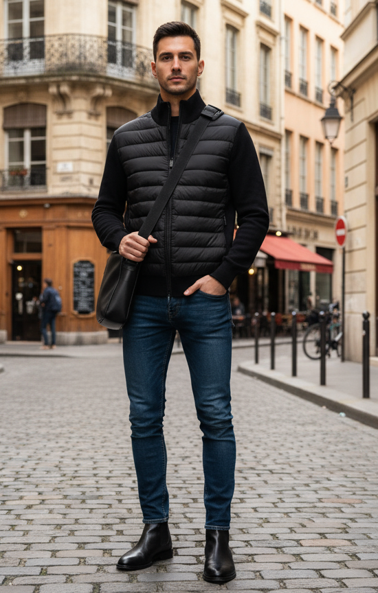 Veste Lyon Noir - Style Matelassé Street