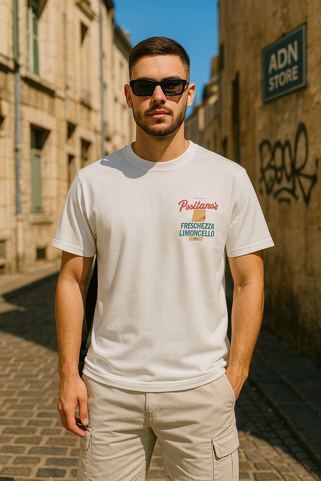 T-shirt Positanos Blanc – Style Urbain et Minimaliste