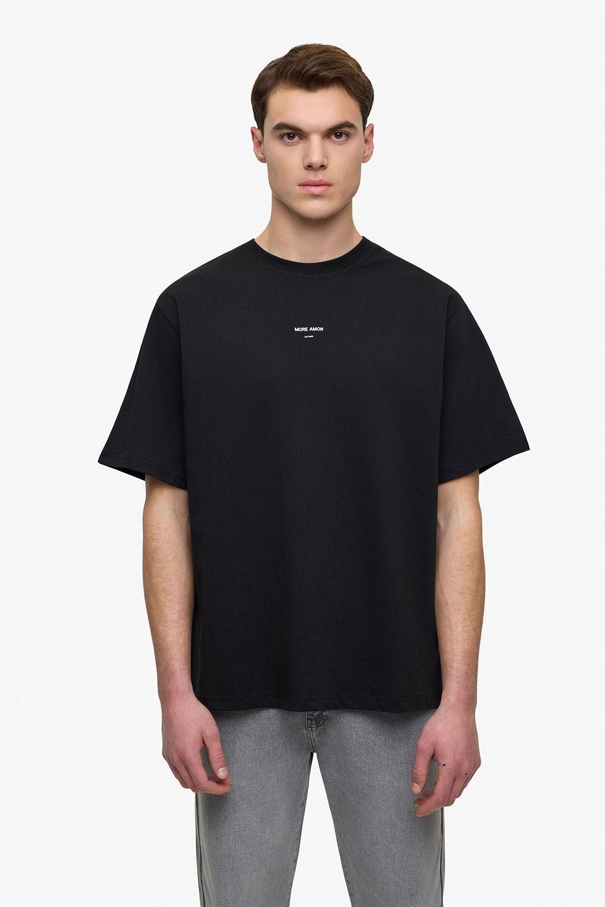 T-shirt More Amor Por Favor Noir : Coupe Oversize & Style Minimaliste