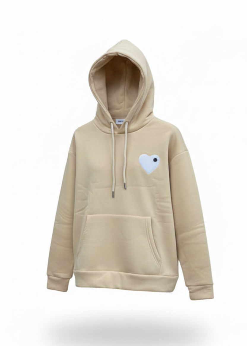 Sweat LOVE Ocre : Coeur blanc & Style minimaliste