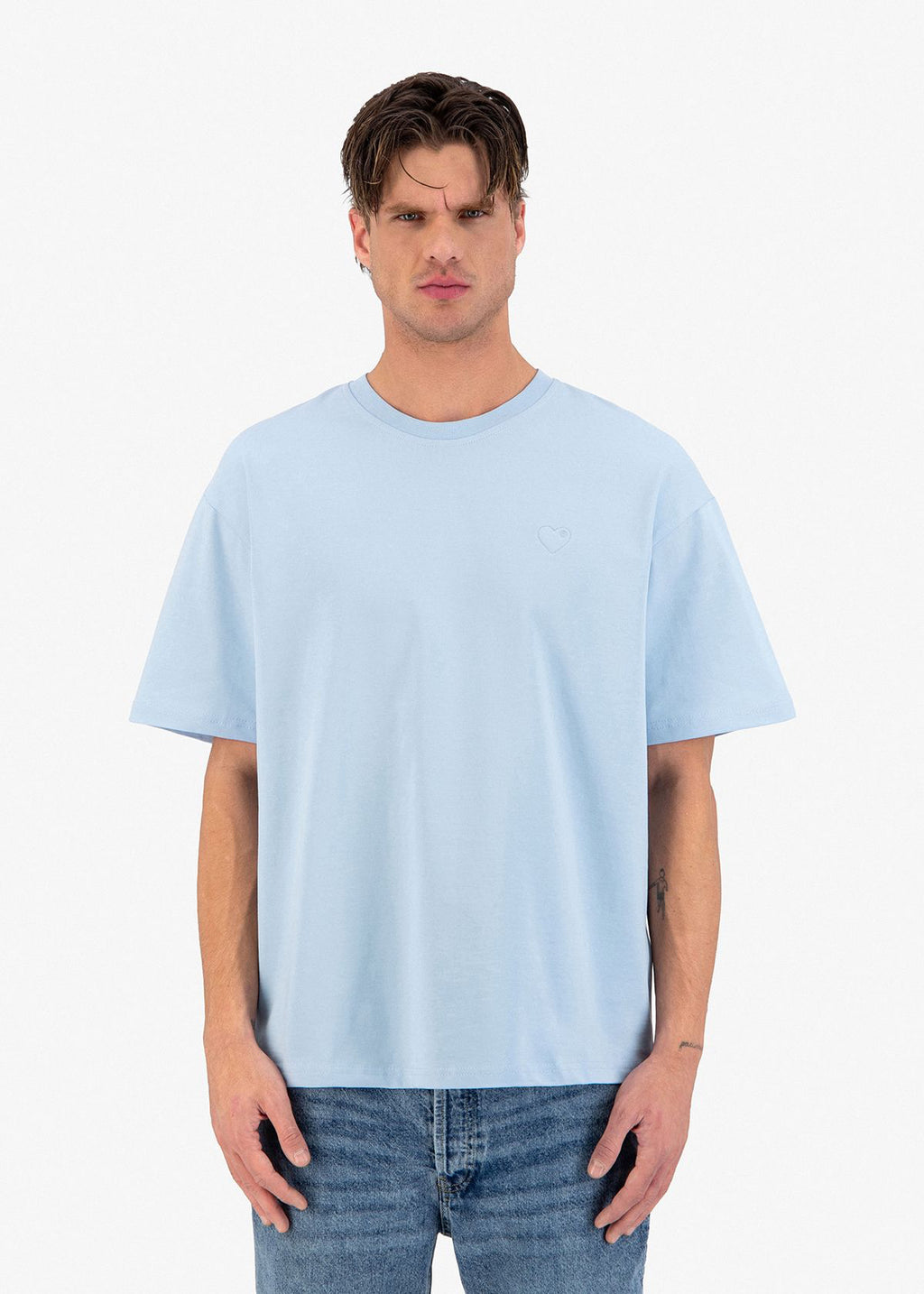 T-shirt LOVE Full Bleu : Coupe oversize
