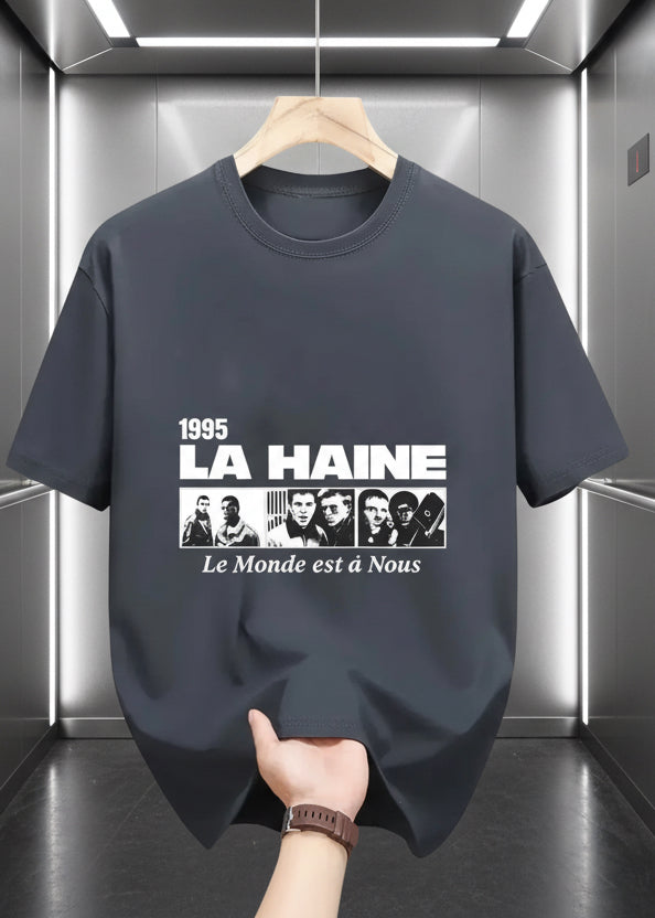 T-shirt La Haine Gris : Coupe droite & Style Urbain