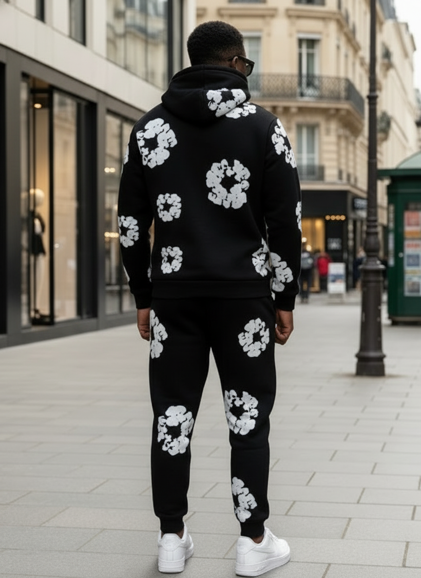 Ensemble Jogging Young Thug Noir : Flowers, Street & Légendaire