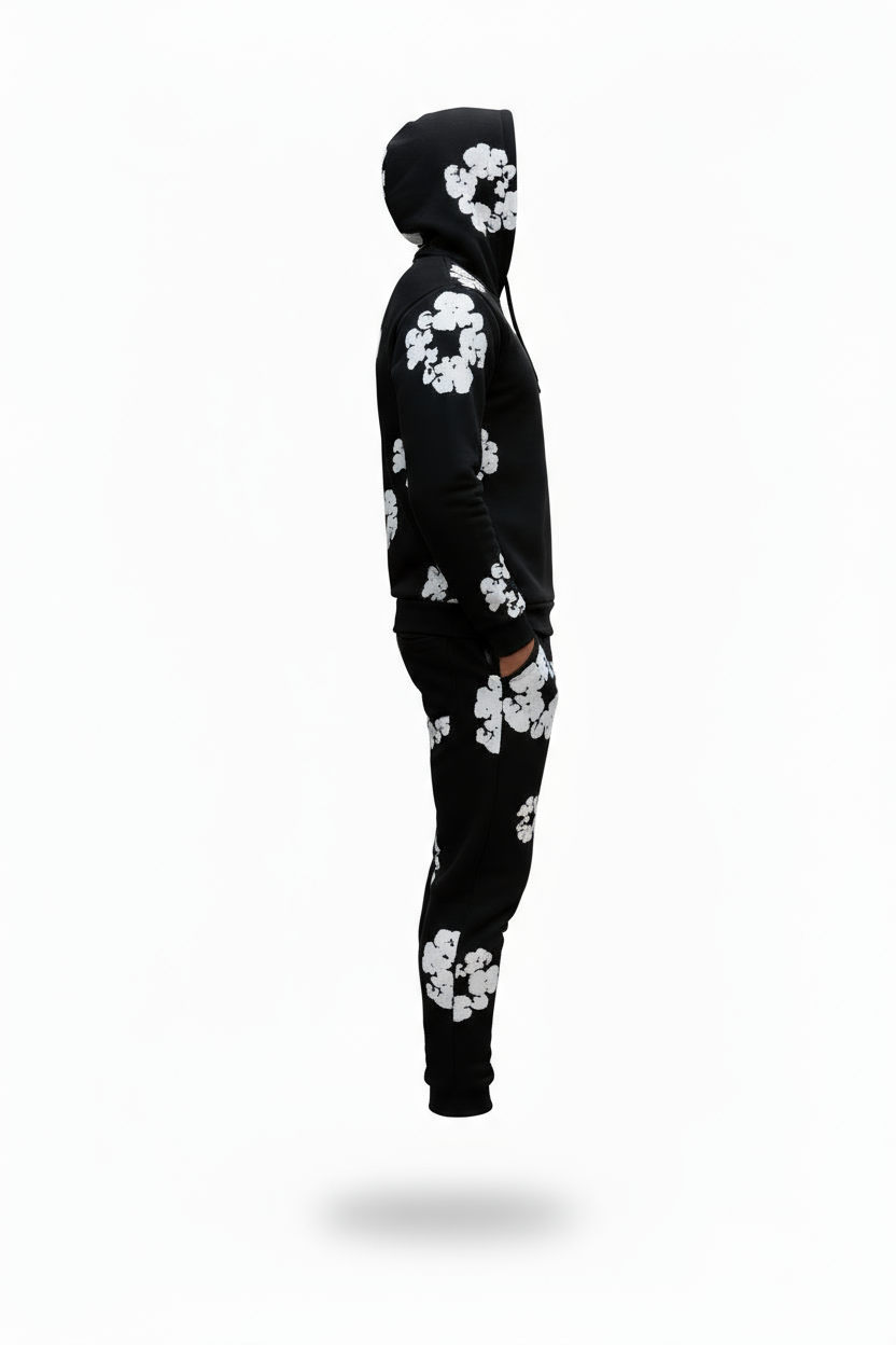 Ensemble Jogging Young Thug Noir : Flowers, Street & Légendaire
