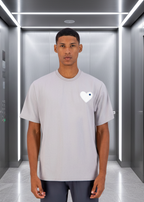 T-shirt LOVE Gris : Coupe oversize & Coeur blanc