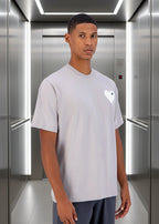 T-shirt LOVE Gris : Coupe oversize & Coeur blanc