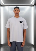 T-shirt LOVE Gris : Coupe oversize & Coeur noir