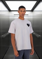T-shirt LOVE Gris : Coupe oversize & Coeur noir