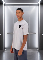 T-shirt LOVE Gris : Coupe oversize & Coeur noir