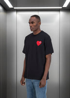 T-shirt LOVE Noir : Coupe oversize & Coeur Rouge