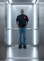 T-shirt LOVE Noir : Coupe oversize & Coeur Rouge