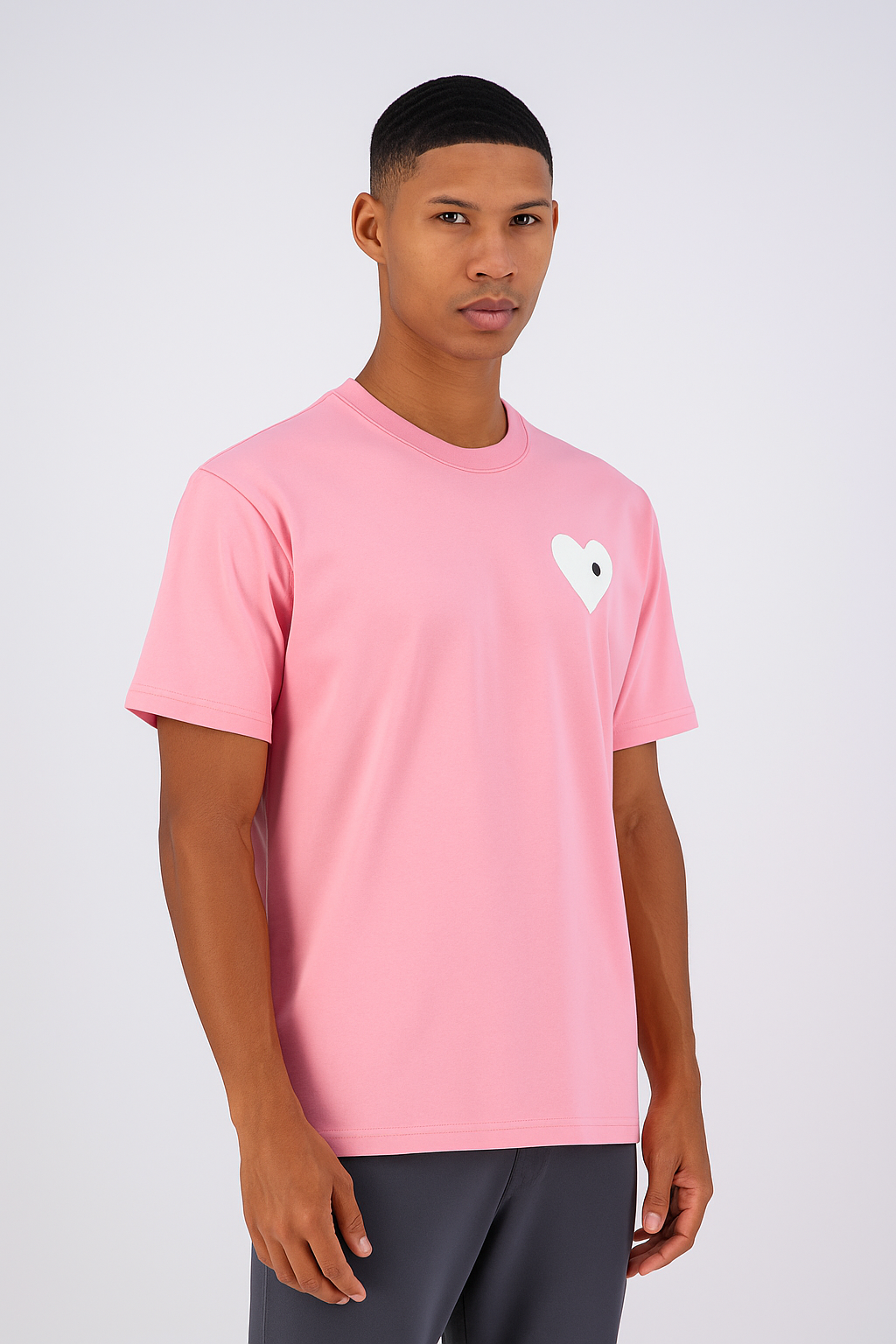 T-shirt LOVE Rose - Coeur brodé Blanc