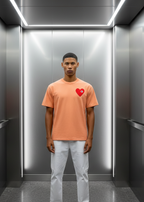 T-shirt LOVE Saumon : Coupe oversize & Coeur rouge