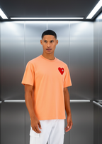 T-shirt LOVE Saumon : Coupe oversize & Coeur rouge