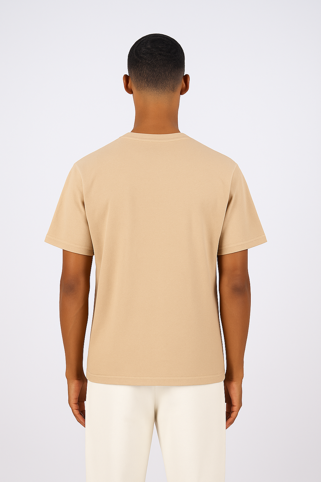 T-shirt LOVE Beige - Coeur brodé Bleu