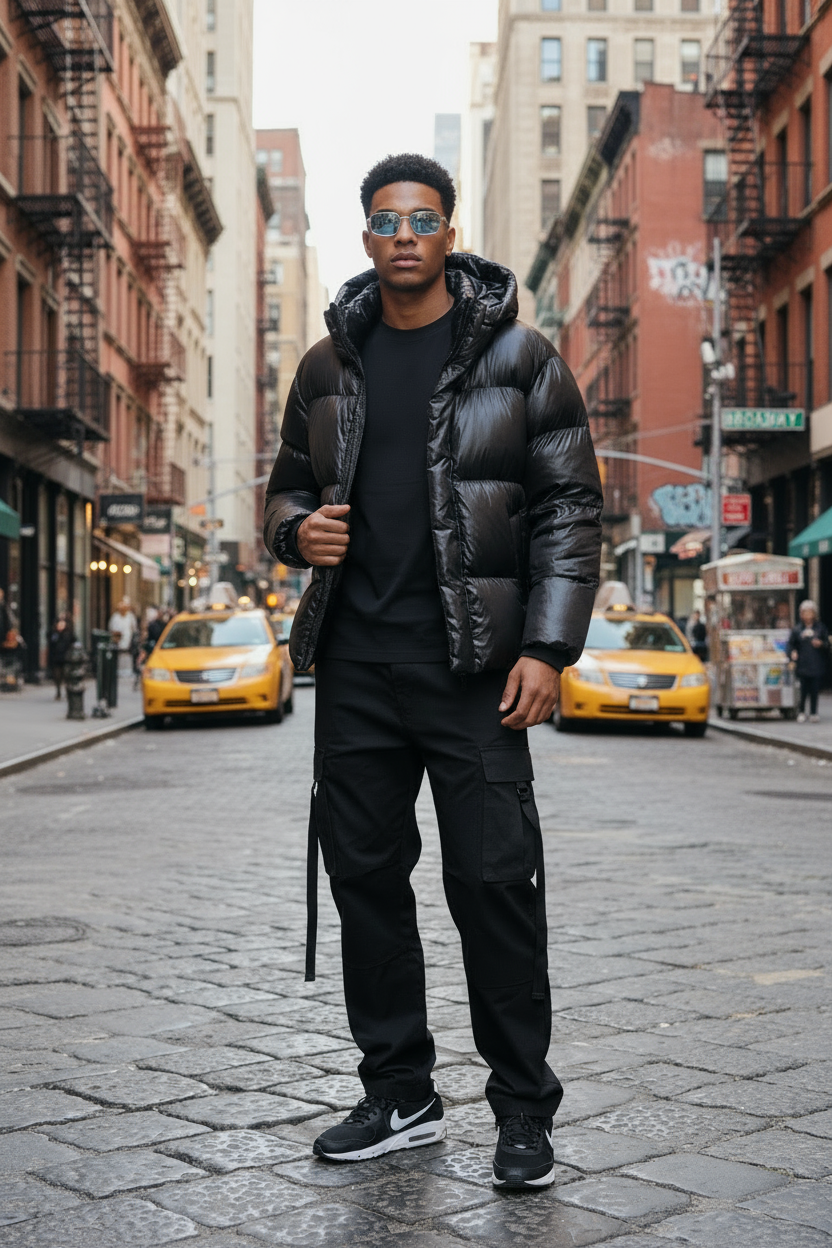 Doudoune New York Noir : Style urbain & Capuche