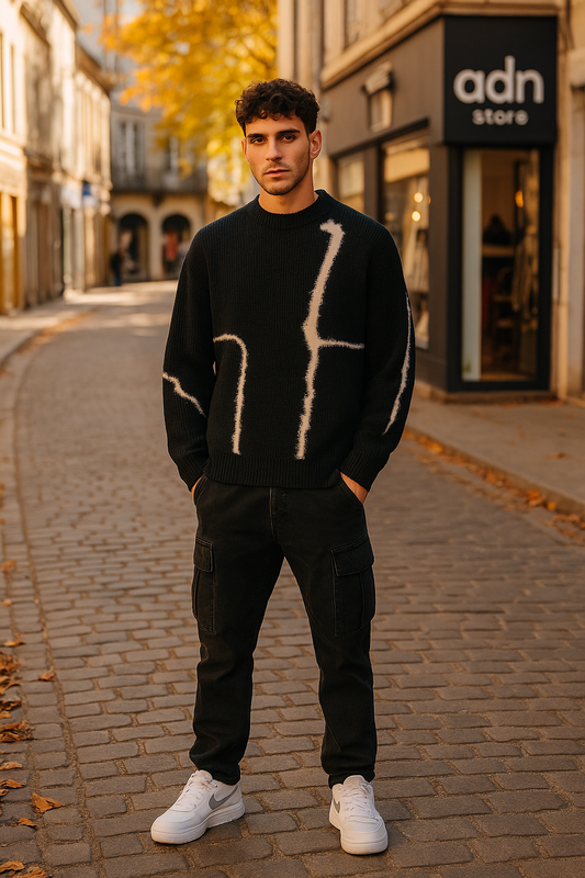 Pull Palerme Noir - Chaleur mode dans la ligne