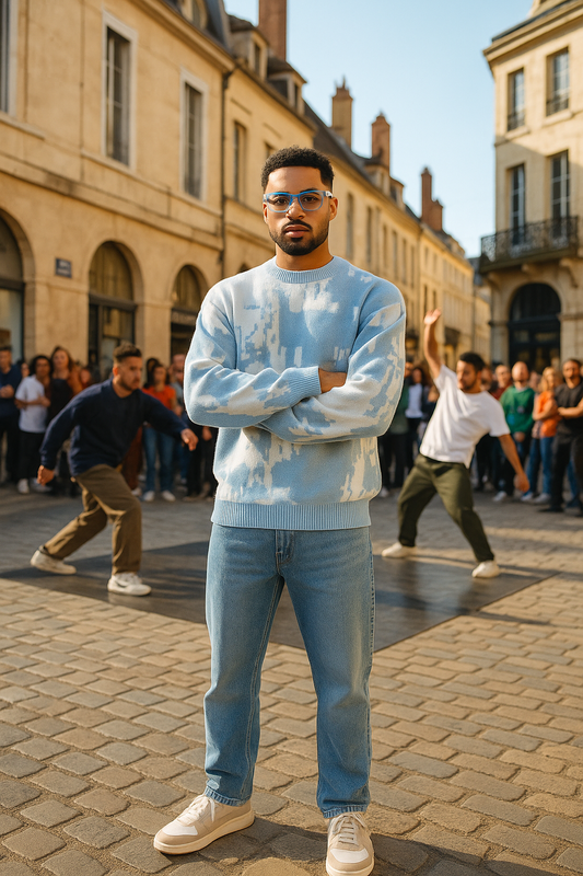 Pull Moscou : Bleu & blanc