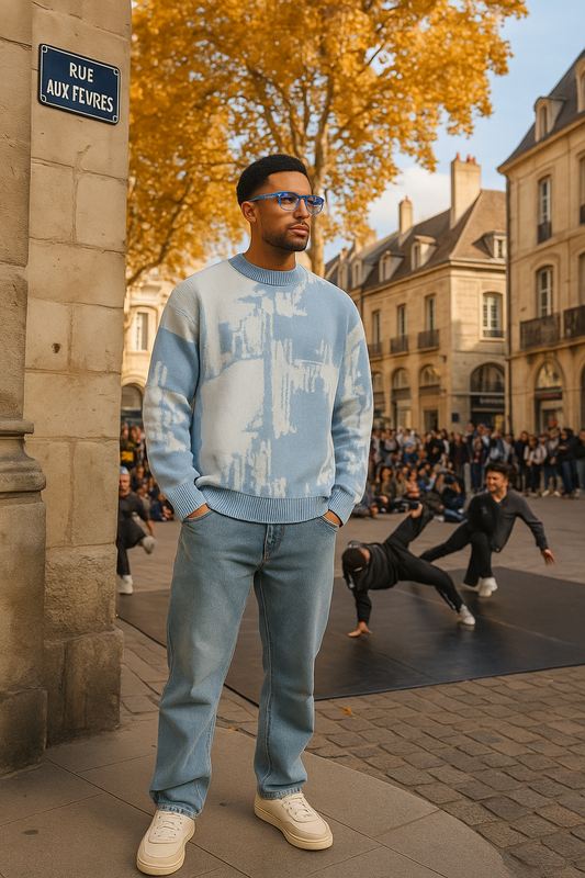 Pull Moscou : Bleu & blanc