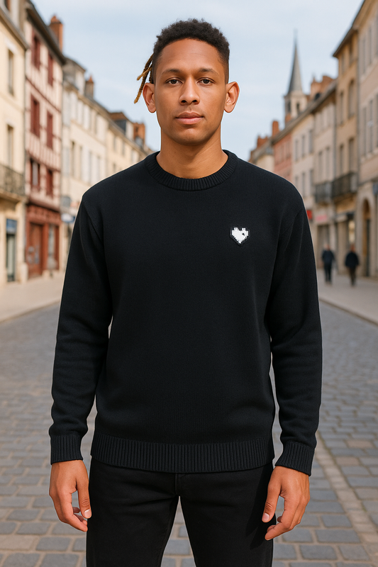 Pull Venise Noir - Uni & Double Cœur
