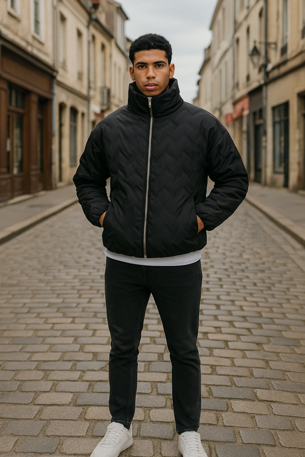 Veste doudoune Barcelone Noir : structurée & Urbaine