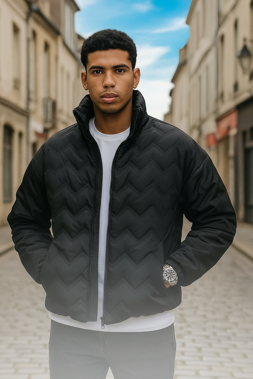 Veste doudoune Barcelone Noir : structurée & Urbaine