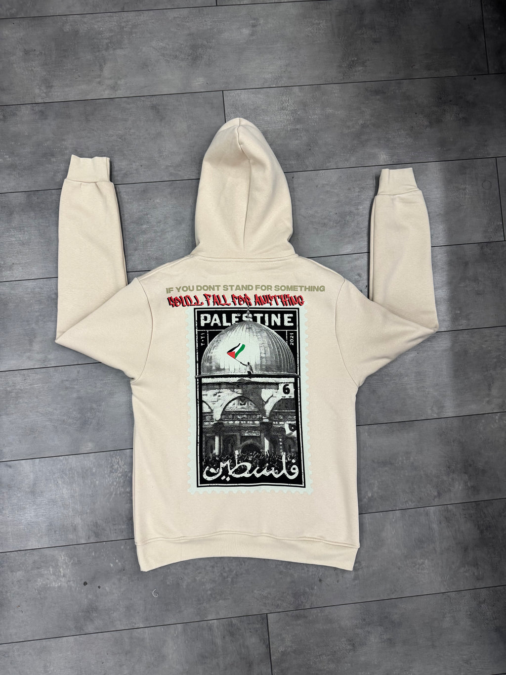 Sweat Palestine Beige - Hoodie Free et Message de paix