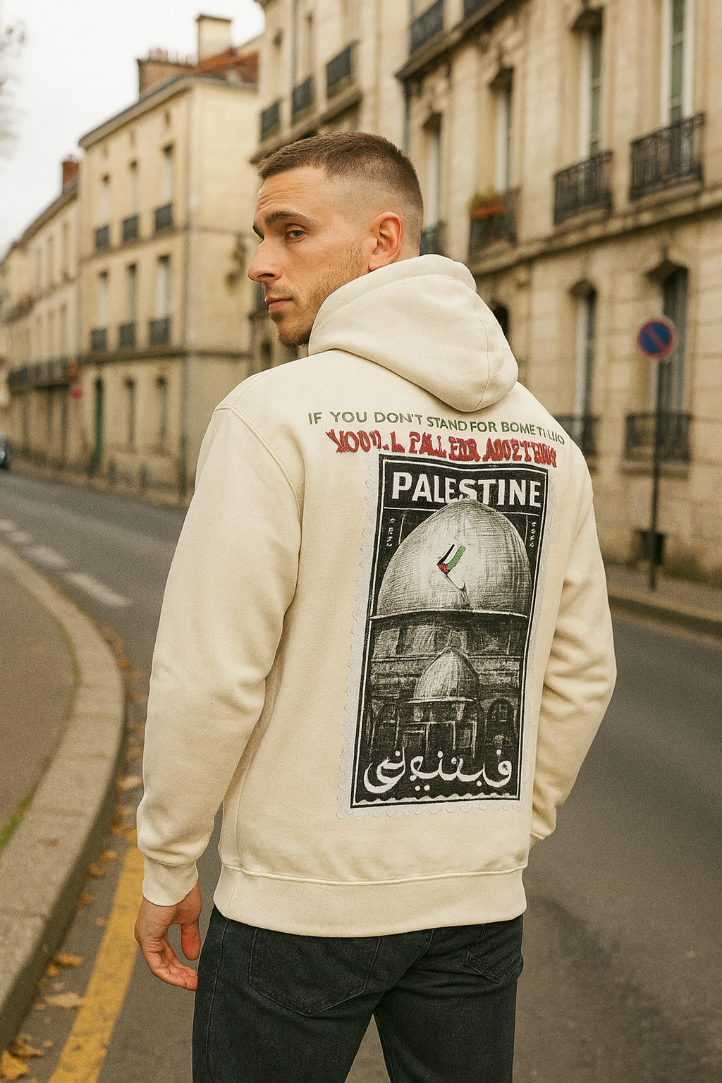 Sweat Palestine Beige - Hoodie Free et Message de paix