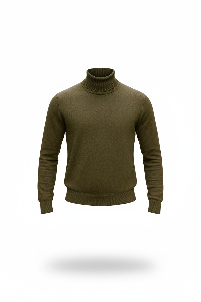 Pull col roulé Barcelone Kaki - Rapidité et Elegance