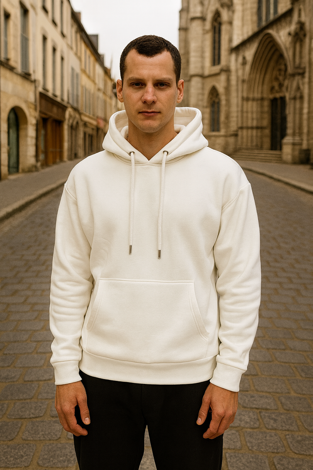 Sweat Uni Blanc Oversize – Simplicité Urbaine, Confort Premium