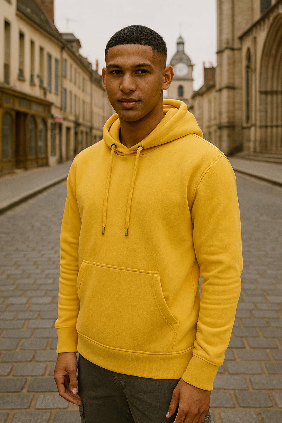 Sweat Uni Ocre Oversize – Simplicité Urbaine, Confort Premium