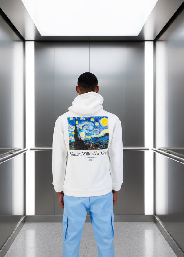Sweat Van Gogh Blanc : Coupe oversize & Style artistique