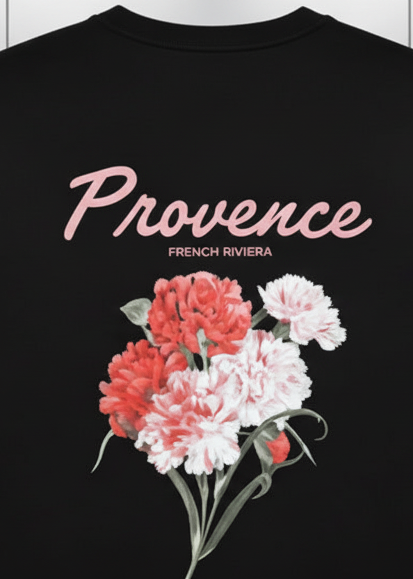 T-shirt Provence Noir : Coupe Oversize & Style Minimaliste