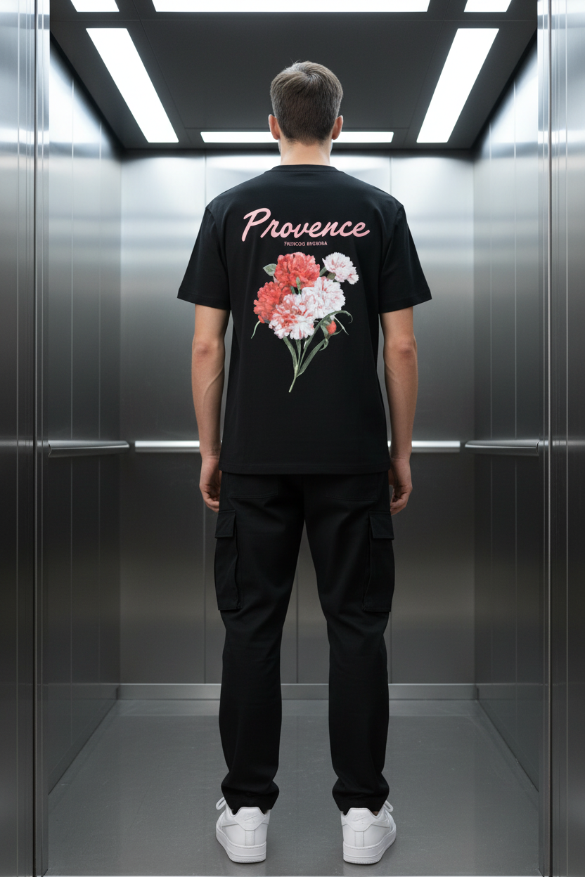 T-shirt Provence Noir : Coupe Oversize & Style Minimaliste