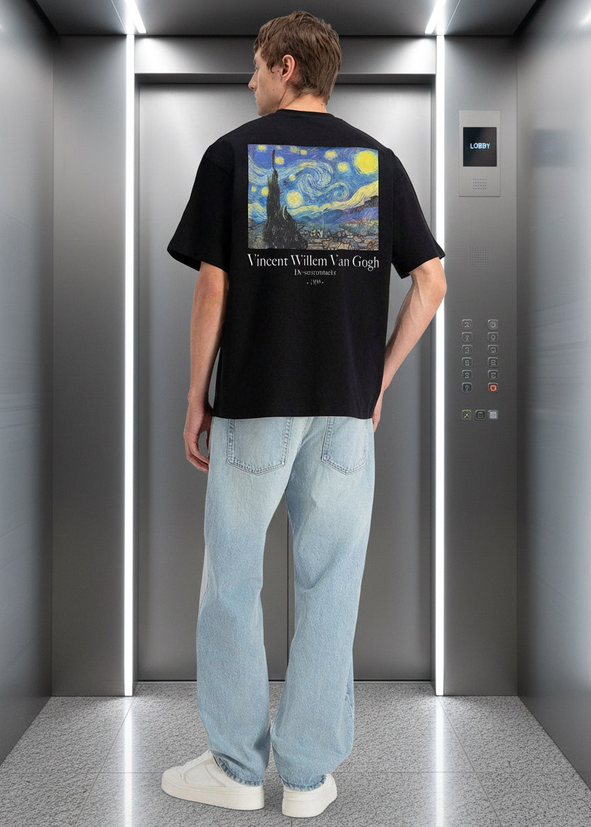 T-shirt VanGogh Noir : Oversize & Art Mode