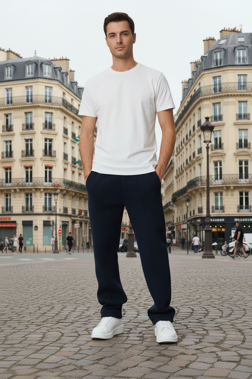 Pantalon Napoli bleu marine – Type clean, coupe droite & Ligne tendance